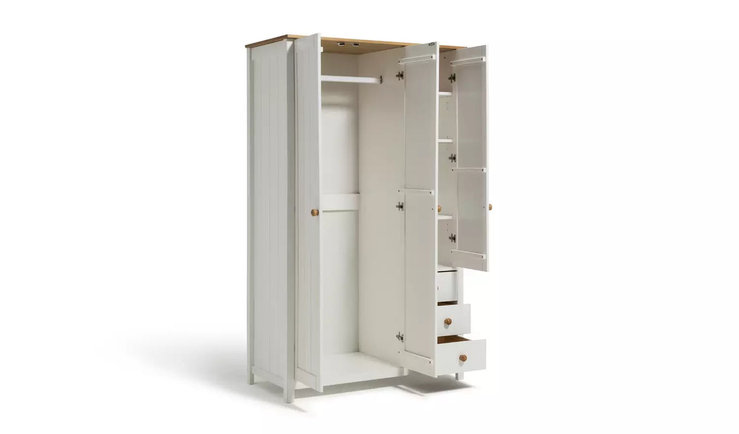 Scandinavia 3 Door 3 Drawer Wardrobe - Two Tone